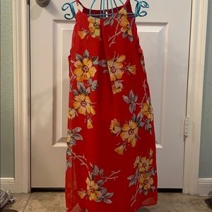 BCX Red Floral Knee length dress